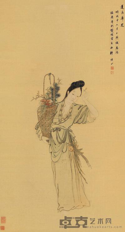 陈栻 戊申(1788)年作 蓬岛华芝 立轴 98×52.5cm