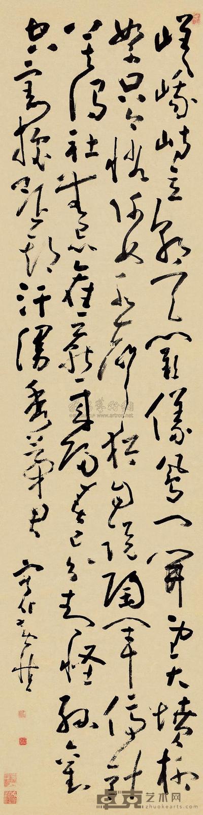 黄慎 草书诗 立轴 176×45cm
