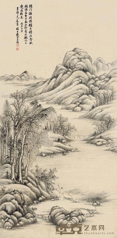 戴熙 丙辰（1856）年作 策杖行吟 立轴 124×61.5cm