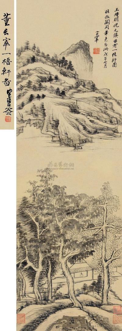 董其昌 戊午（1618）年作 一梧轩图 立轴 73×24cm