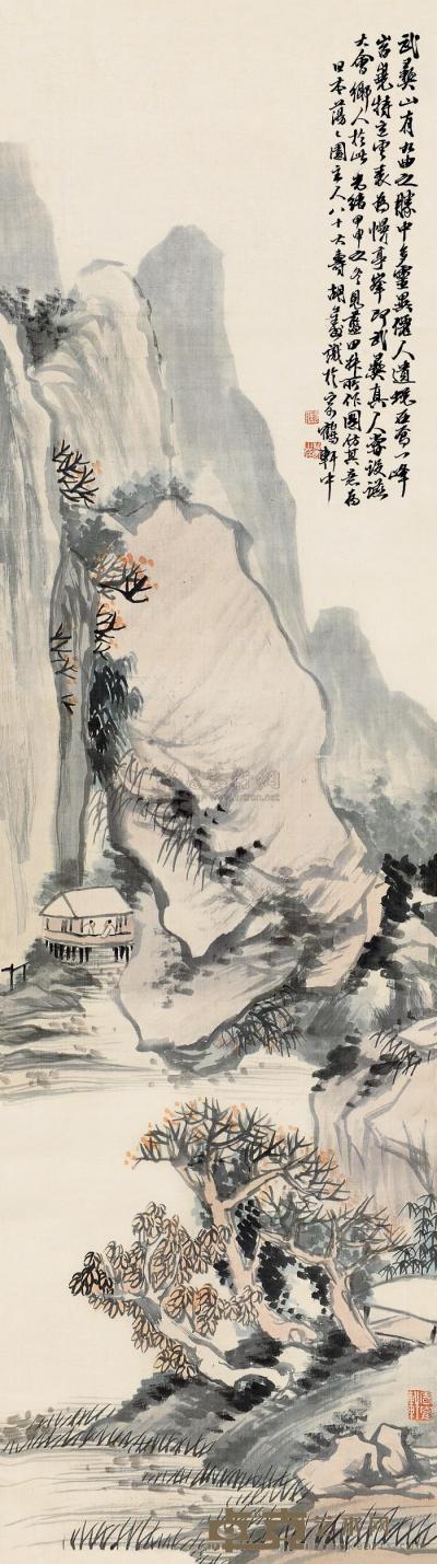 胡公寿 甲申（1884）年作 山斋话旧 立轴 139×40cm