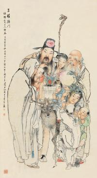 钱慧安 壬寅（1902）年作 三星高照 立轴