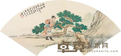 彭旸 戊午（1918）年作 射石没镞 扇片 18.5×50.5cm