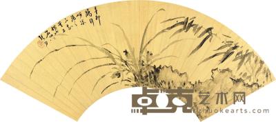 张勿 兰竹图 扇片 16.5×52cm