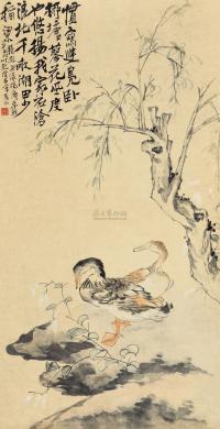 李鱓 乾隆五年（1740）年作 柳阴双鸭 镜片