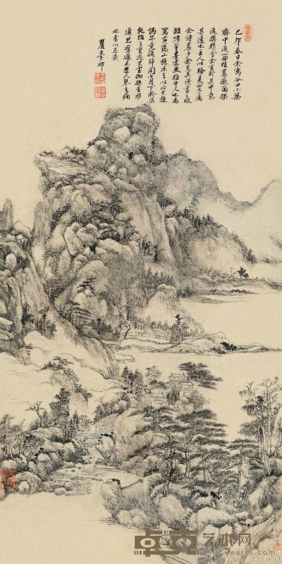 王原祁 己卯（1699）年作 湖山闲居 镜片 89×45cm