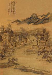 杨晋 庚寅（1710）年作 范石湖诗意图 立轴