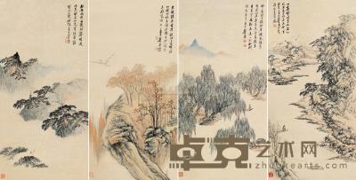 郑午昌 乙酉（1945）年作 四季山色 （四幅） 屏轴 68×33cm×4