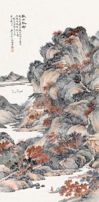 吴琴木 庚午（1930）年作 秋山红树 立轴