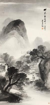 吴石僊 乙未（1895）年作 溪桥晚归 镜片
