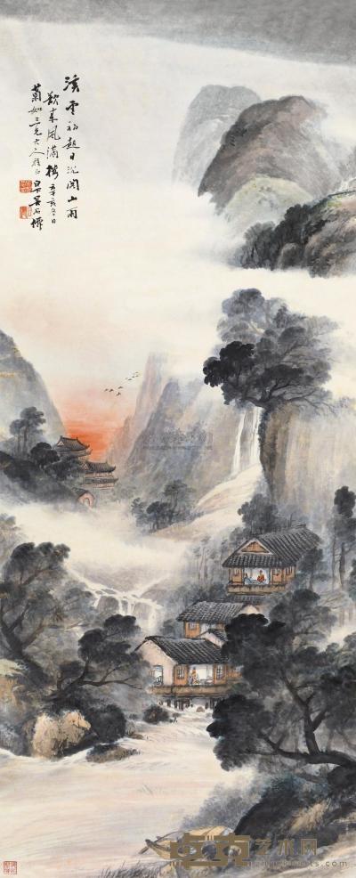 吴石僊 辛亥（1911）年作 山雨欲来 立轴 136.5×55.5cm