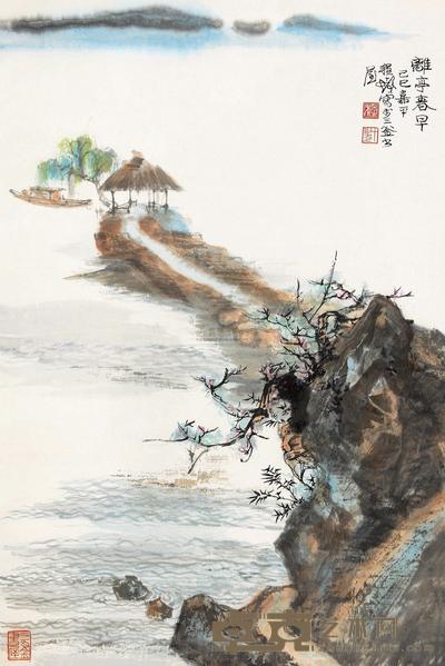 程十发 己巳（1989）年作 离亭春早 立轴 67.5×45cm