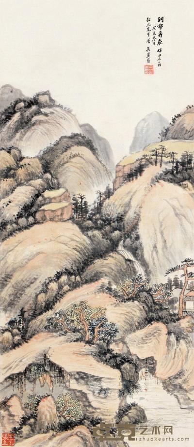吴湖帆 癸亥（1923）年作 洞壑奔泉 立轴 75×33cm