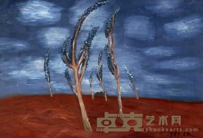 毛旭辉 1987年作 红土上的桉树 53×77cm