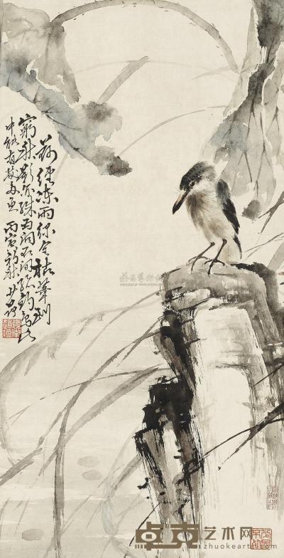 赵少昂 1926年作 花鸟 立轴 70×36cm