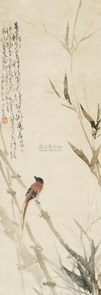 赵少昂 1932年作 竹树小鸟 立轴
