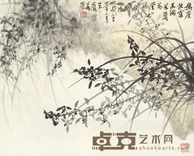 王兰若 悬崖饮露 镜框 48×59cm
