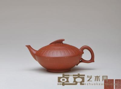 周桂珍制  碗灯壶（红泥调砂） 高7.5cm