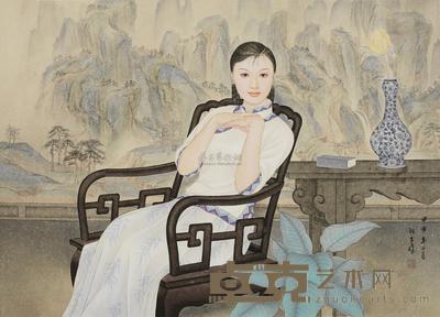 江立峰 2004年作 期盼 镜框 91×65cm