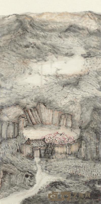 林顺文 2011年作 山水 镜框 138×68cm