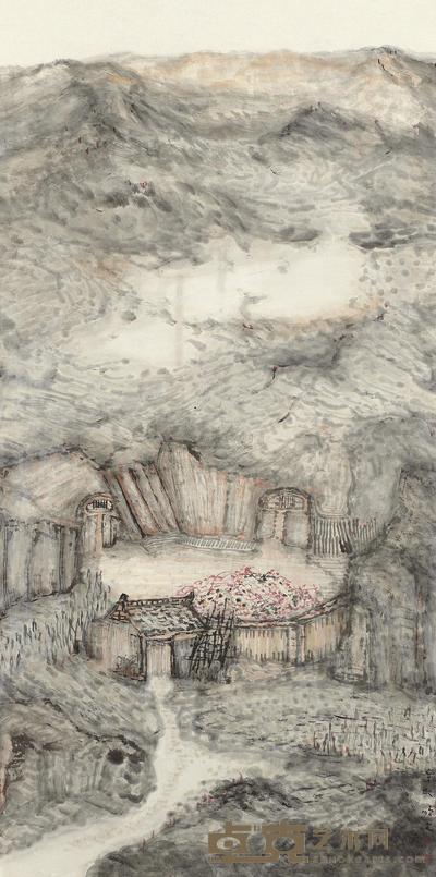林顺文 2011年作 山水 镜框 138×68cm