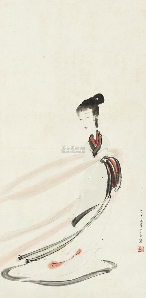 傅抱石 1947年作 湘君图 立轴