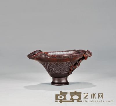 清乾隆 犀角雕螭虎纹杯 直径12cm