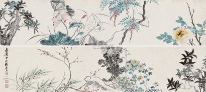 李秉绶 1814年作 花卉图卷 手绢