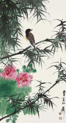 谢稚柳 1980年作 花鸟 立轴