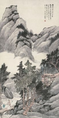 吴榖祥 1942年作 山林策杖 立轴