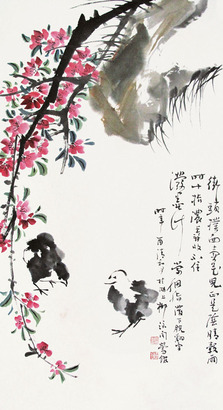 陆抑非 1981年作 花鸟 立轴