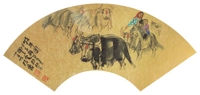 史国良 2008年作 扇面 镜片
