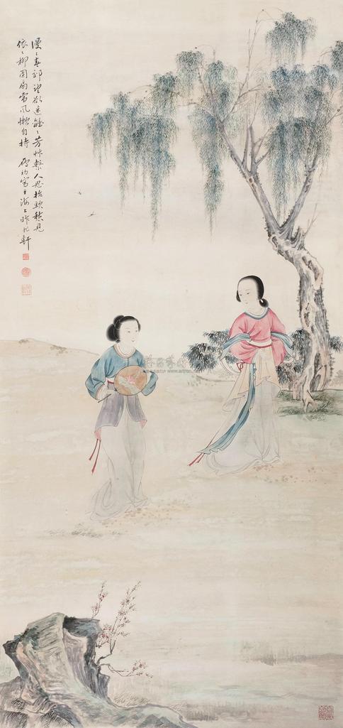 周以鸿 仕女 镜心