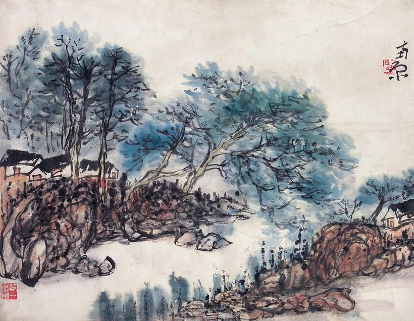 陈子庄 山水 镜心