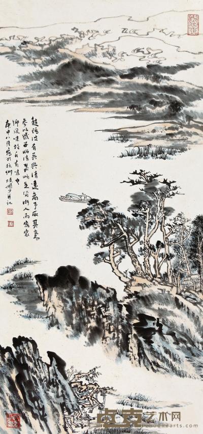 陆俨少 庚申（1980）年作 吴兴清远 立轴 96×45cm