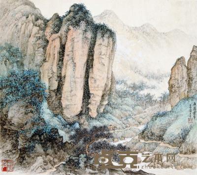 俞子才 丁酉（1957）年作 雁荡灵峰 立轴 32×36cm