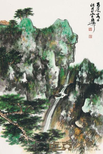谢稚柳 丙辰（1976）年作 溪山深秀 立轴 68×45.5cm