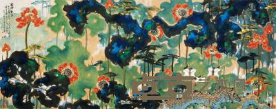 韩天衡 甲申（2004）年作 西湖六月 镜片 144×367cm