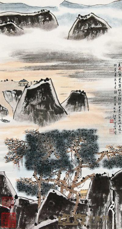 江宏 癸未（2003）年作 松溪觅诗 立轴 89×48cm