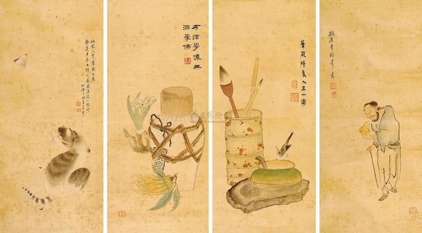 张槃 拟古人意 （四件） 屏轴