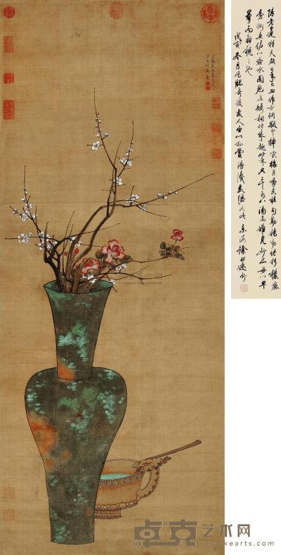 陈洪绶 乙丑（1625）年作 博古图 立轴 134×53cm