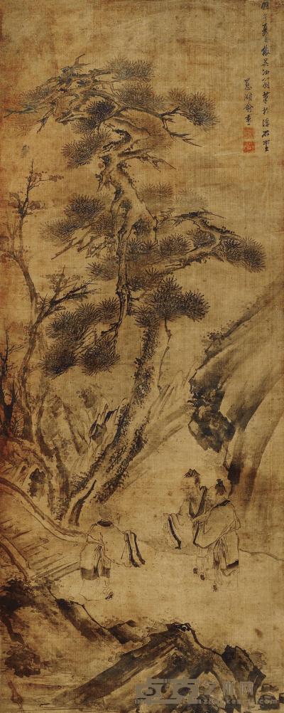 俞衷一 庚午（1690）年作 松下论禅 立轴 127×50cm