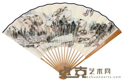 吴徵 壬子（1912）年作 秋涧泉声 成扇 18.5×51cm