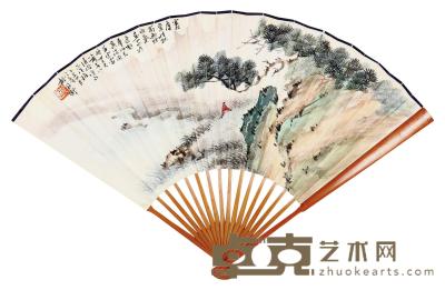 胡佩衡 乙丑（1925）年作 松林高士 成扇 18.5×47cm