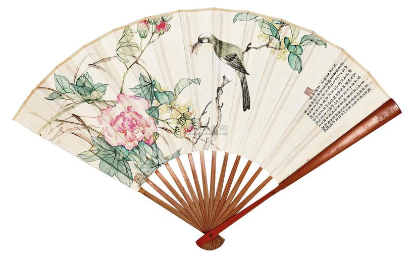 金章 芙蓉小鸟 成扇