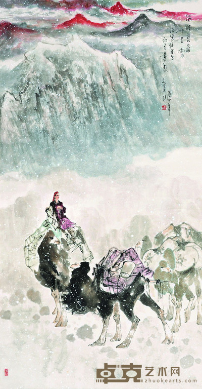 李山 踏雪昆仑千里雪 168×88 每幅13.5