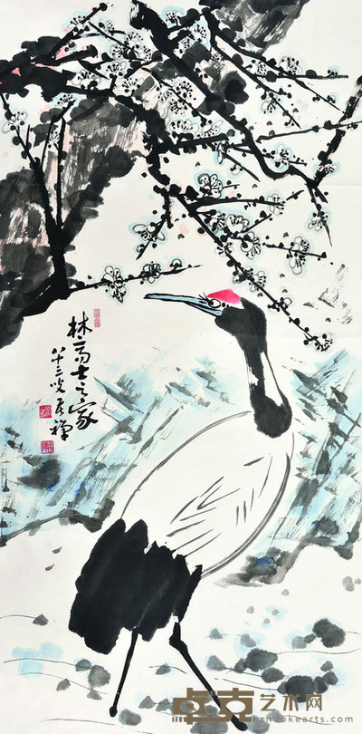 李苦禅 梅鹤 137×68 每幅8.5