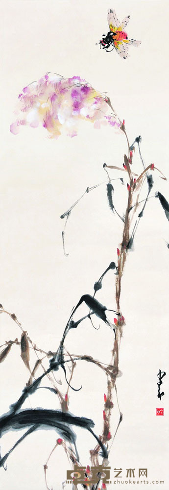 赵少昂 草虫 96×34 每幅2.9
