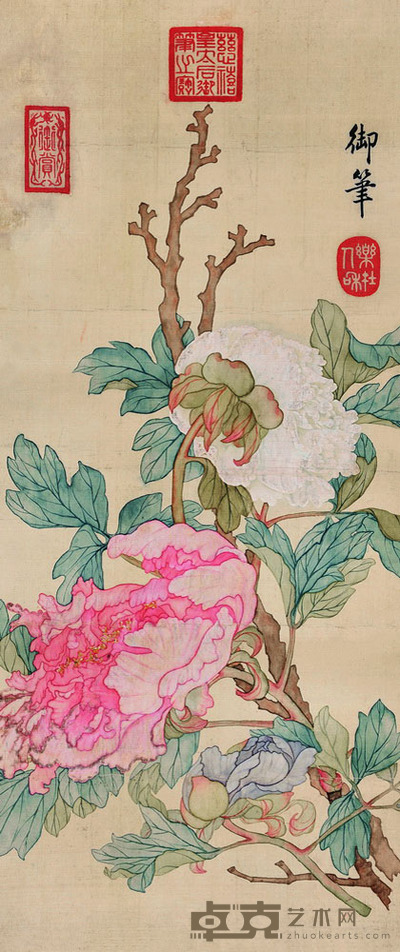 慈禧 牡丹 53.5×22.5 每幅1.1