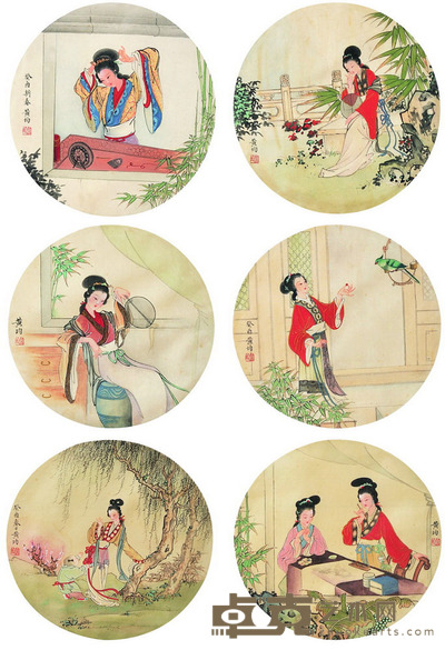 黄均 仕女六屏 22×6 每幅0.1
